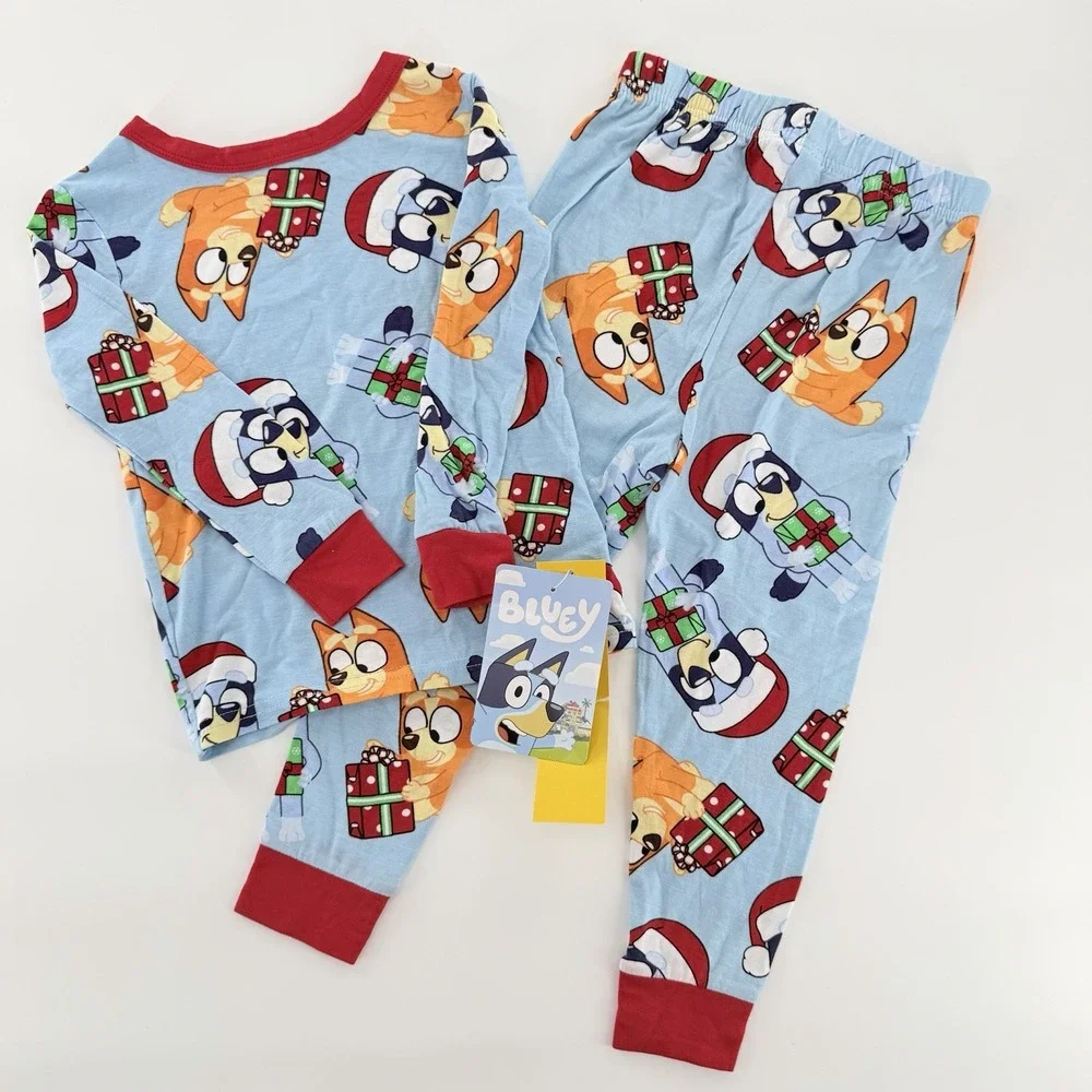 Bluey Christmas Holiday Pajama Set 2 Piece Santa Bingo Gift Print NWT 4T Toddler